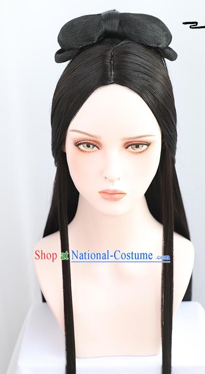 China Traditional Tang Dynasty Wiggery Headdress Handmade Ancient Palace Princess Wig Sheath