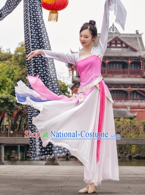 Traditional China Classical Dance Clothing Stage Show Costumes Pink Blouse and Skirt Outfits