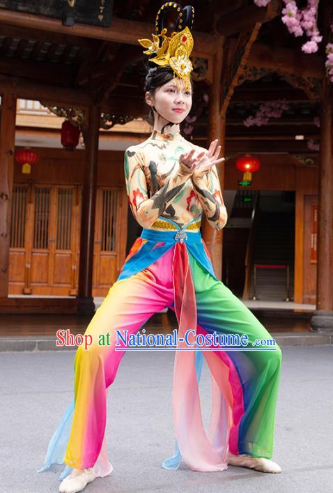 Traditional China Flying Apsaras Dance Clothing Stage Show Costumes Classical Dance Outfits