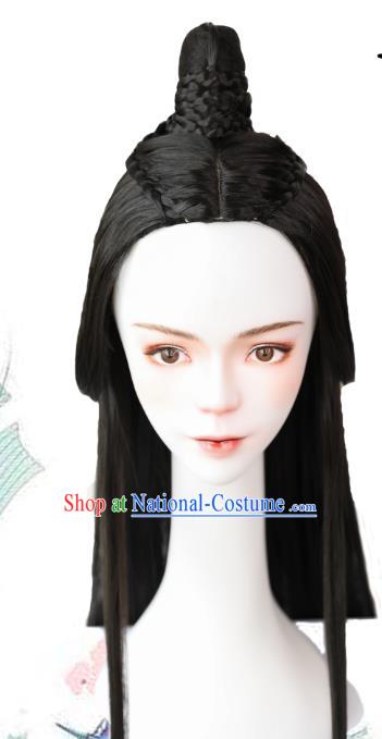 Handmade Chinese Ancient Prince Wig Chignon Traditional Jin Dynasty Swordsman Hair Accessories Wigs