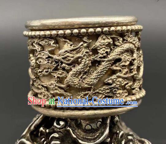 China National Silver Carving Dragon Ring Handmade Jewelry Accessories Traditional Thimble Circlet