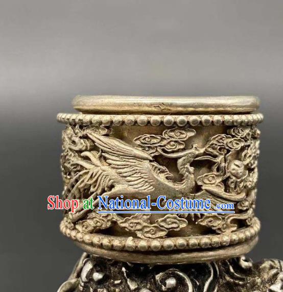 China National Silver Carving Dragon Ring Handmade Jewelry Accessories Traditional Thimble Circlet