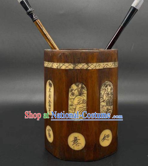 China Traditional Bamboo Brush Pot Handmade Tubular Penrack