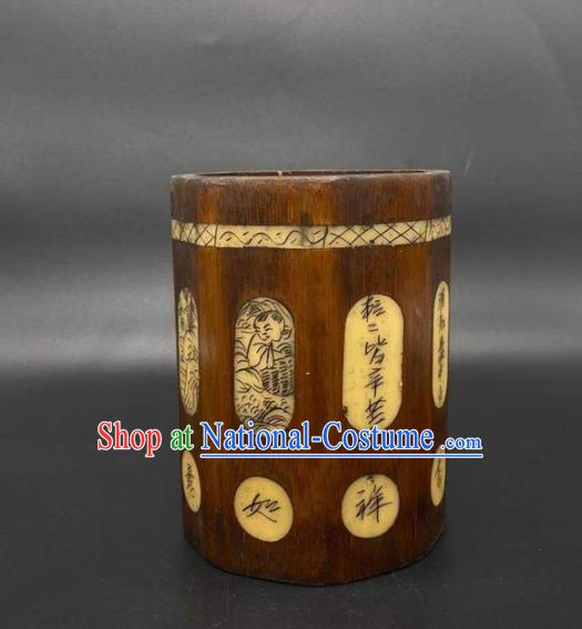 China Traditional Bamboo Brush Pot Handmade Tubular Penrack