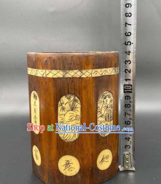 China Traditional Bamboo Brush Pot Handmade Tubular Penrack