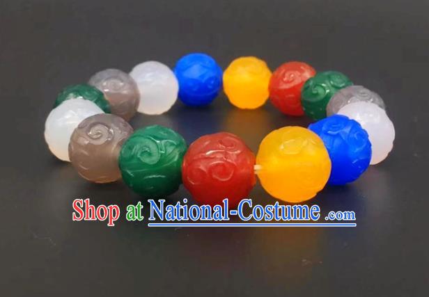 China National Colorful Beads Bracelet Handmade Jewelry Accessories Traditional Agate Bangle