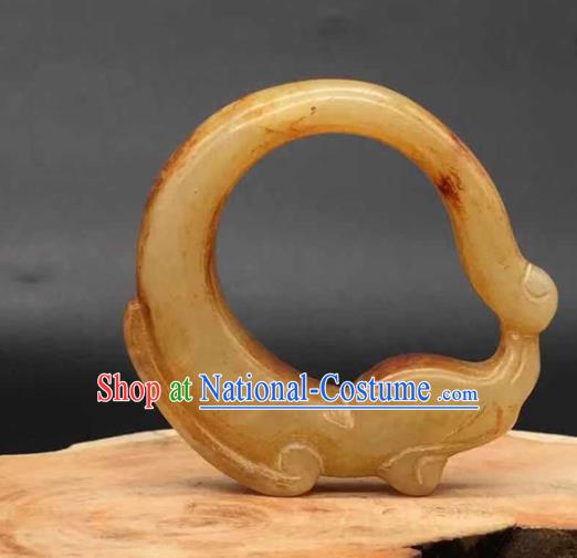 China Traditional Jade Pendant Handmade Carving Dragon Hand Piece