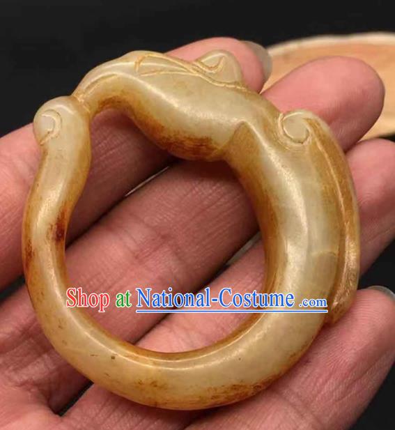 China Traditional Jade Pendant Handmade Carving Dragon Hand Piece