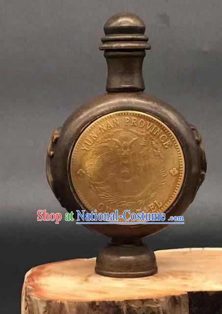 Handmade Chinese Carving Pi Xiu Snuff Bottle Ornaments Brass Accessories