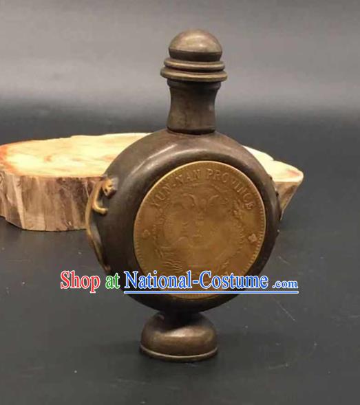 Handmade Chinese Carving Pi Xiu Snuff Bottle Ornaments Brass Accessories