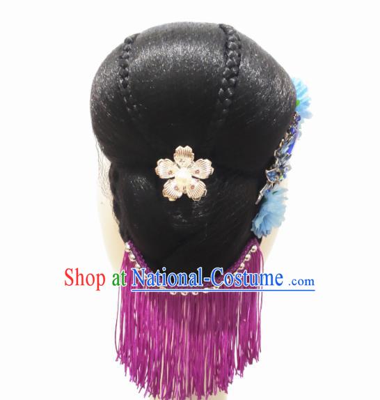 China Traditional Umbrella Dance Wig Chignon Classical Dance Hair Accessories