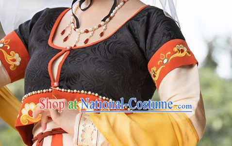 China Traditional Tang Dynasty Royal Princess Gao Yang Historical Clothing Ancient Palace Infanta Embroidered Hanfu Dress