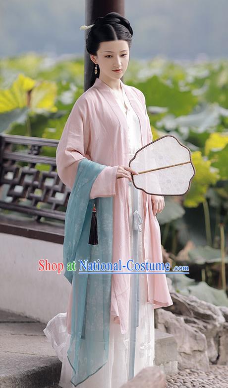 China Ancient Young Mistress Hanfu Costumes Traditional Song Dynasty Beauty Historical Clothing Complete Set