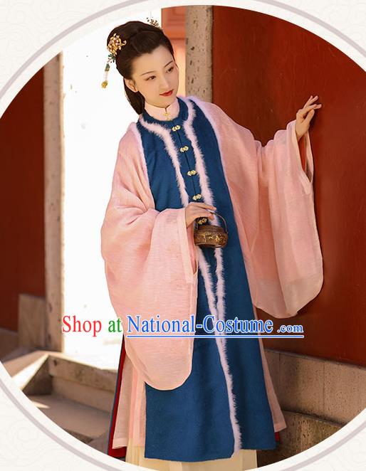 China Ancient Imperial Consort Hanfu Costumes Traditional Ming Dynasty Noble Woman Winter Historical Clothing