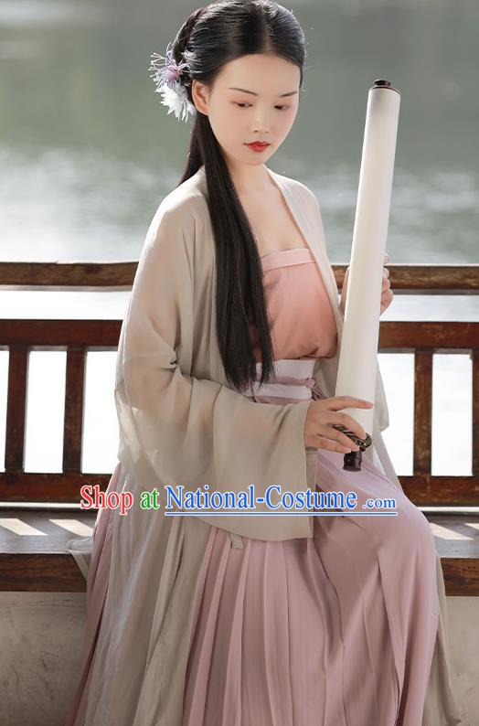 China Ancient Country Woman Hanfu Costumes Traditional Song Dynasty Young Lady Historical Clothing Full Set