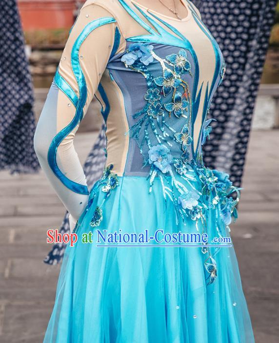 Traditional China Opening Dance Stage Show Costumes Classical Dance Clothing Umbrella Dance Blue Dress