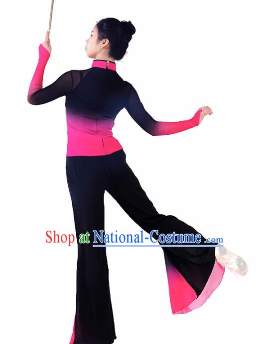 Traditional China Folk Dance Rosy Outfits Stage Show Costumes Fan Dance Clothing