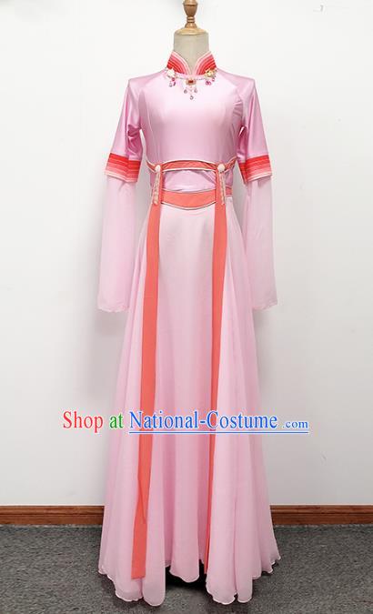 Traditional China Fan Dance Stage Show Costume Classical Dance Pink Dress