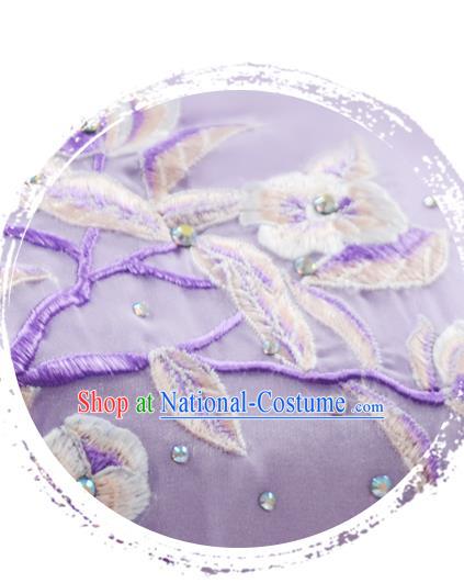 Traditional China Umbrella Dance Lilac Qipao Dress Classical Dance Stage Show Fan Dance Costume