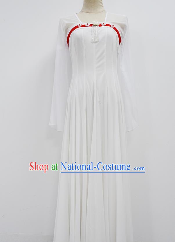 Traditional China Classical Dance White Dress Tang Dynasty Dance Stage Show Costume