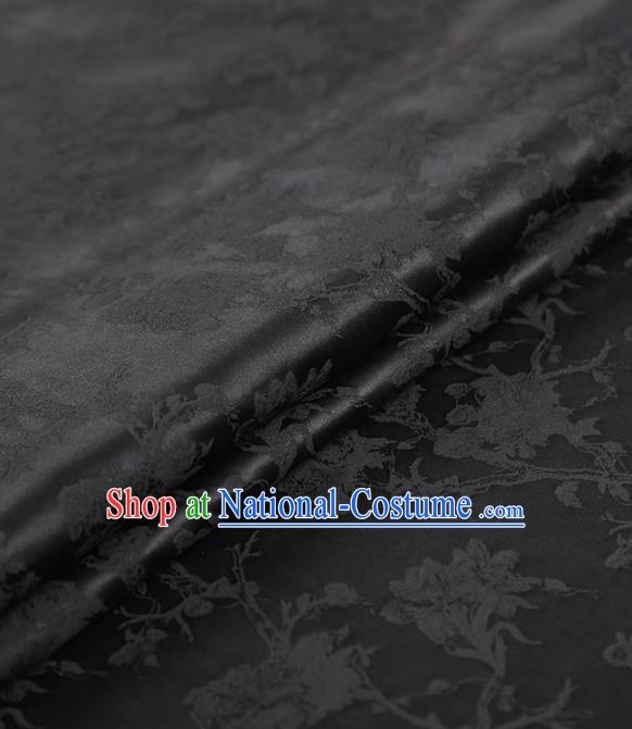 Chinese Jacquard Black Gambiered Guangdong Gauze Traditional Cheongsam Silk Fabric Royal Peony Pattern Brocade Drapery