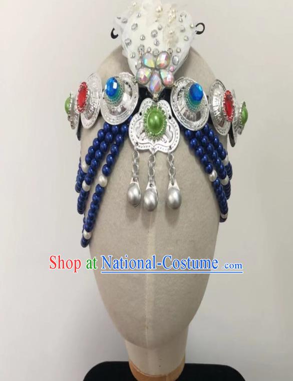 China Traditional Mongolian Ethnic Stage Performance Headwear Mongol Nationality Folk Dance Hair Accessories