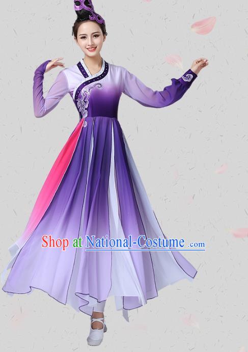 China Classical Dance Group Dance Clothing Traditional Stage Performance Costume Umbrella Dance Purple Dress