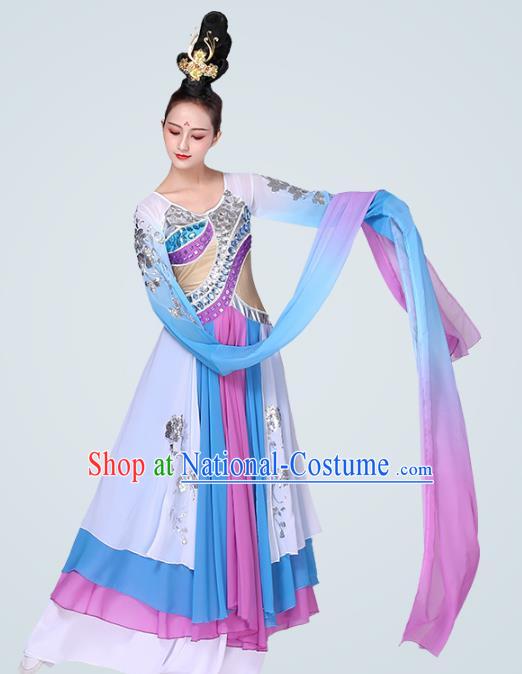 China Woman Group Dance Clothing Traditional Stage Performance Costume Classical Dance Water Sleeve Dress