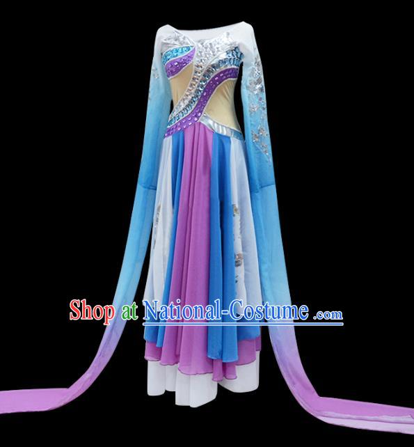 China Woman Group Dance Clothing Traditional Stage Performance Costume Classical Dance Water Sleeve Dress