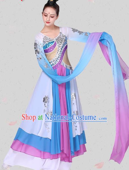 China Woman Group Dance Clothing Traditional Stage Performance Costume Classical Dance Water Sleeve Dress