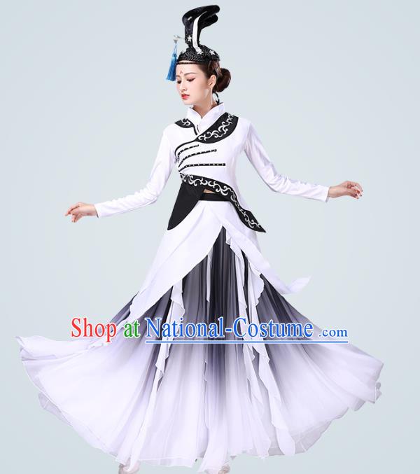 China Traditional Female Group Dance Costume Classical Dance Stage Performance White Dress