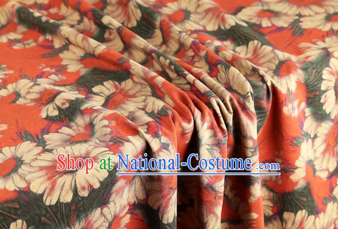 Chinese Red Brocade Cloth Gambiered Traditional Cheongsam Silk Fabric Classical Daisy Pattern Guangdong Gauze Drapery