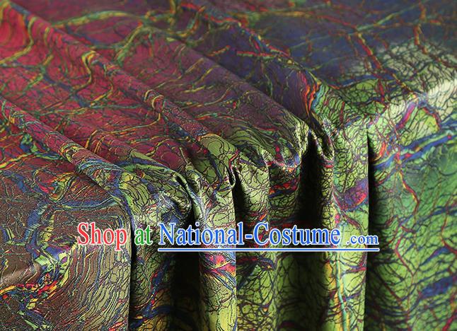 Chinese Printing Vine Green Brocade Cloth Traditional Cheongsam Silk Fabric Classical Gambiered Guangdong Gauze Drapery