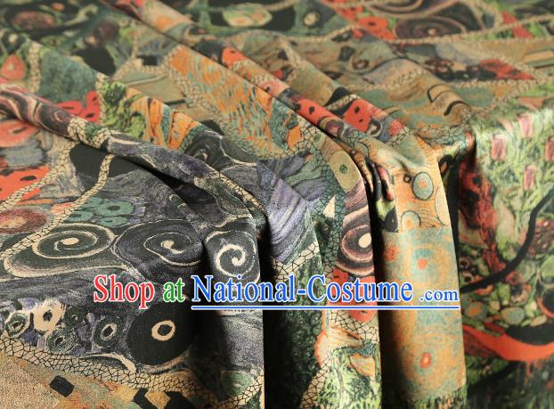 Chinese Classical Butterfly Pattern Gambiered Guangdong Gauze Drapery Brocade Cloth Traditional Cheongsam Silk Fabric