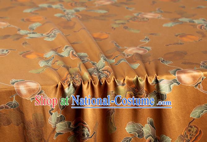 Chinese Traditional Orange Gambiered Guangdong Gauze Cheongsam Silk Drapery Classical Persimmon Pattern Brocade Fabric