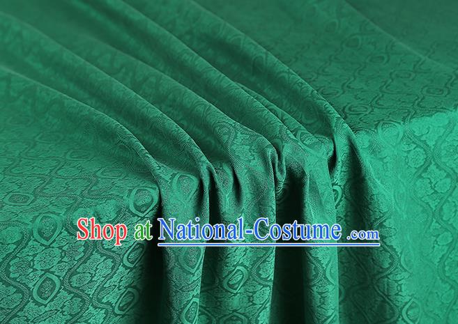 Chinese Jacquard Green Brocade Fabric Traditional Cheongsam Gambiered Guangdong Gauze Classical Silk Drapery