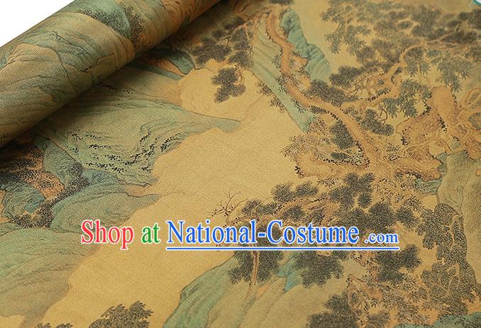 Chinese Traditional Ginger Brocade Drapery Cheongsam Gambiered Guangdong Gauze Classical Pine Pattern Silk Fabric