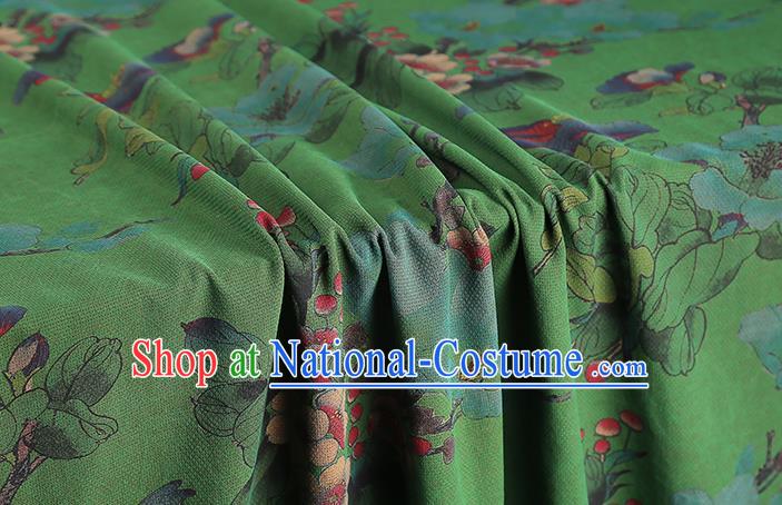 Chinese Traditional Brocade Fabric Cheongsam Green Gambiered Guangdong Gauze Classical Begonia Pattern Silk Drapery