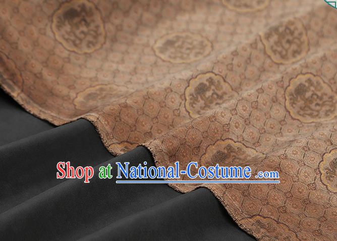 Chinese Traditional Tang Suit Brocade Fabric Satin Classical Dragon Peony Pattern Khaki Silk Drapery