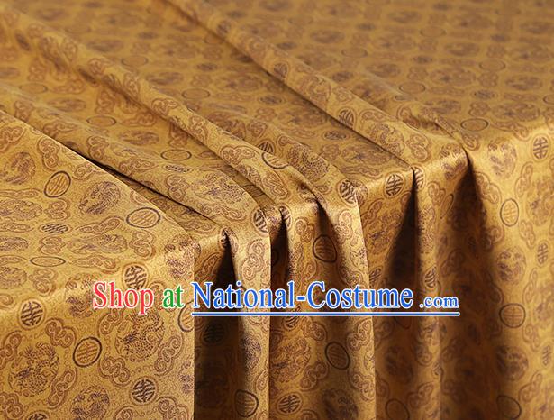 Chinese Cheongsam Gambiered Guangdong Gauze Classical Pattern Silk Fabric Traditional Golden Brocade Drapery