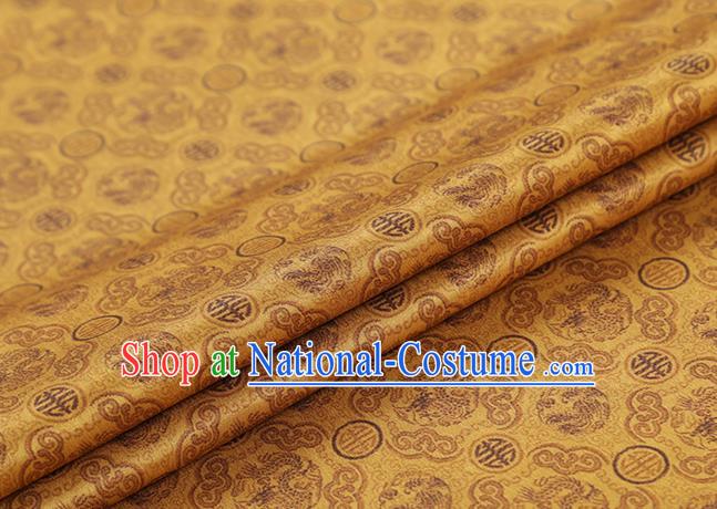 Chinese Cheongsam Gambiered Guangdong Gauze Classical Pattern Silk Fabric Traditional Golden Brocade Drapery