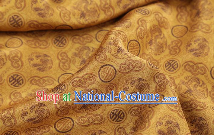 Chinese Cheongsam Gambiered Guangdong Gauze Classical Pattern Silk Fabric Traditional Golden Brocade Drapery