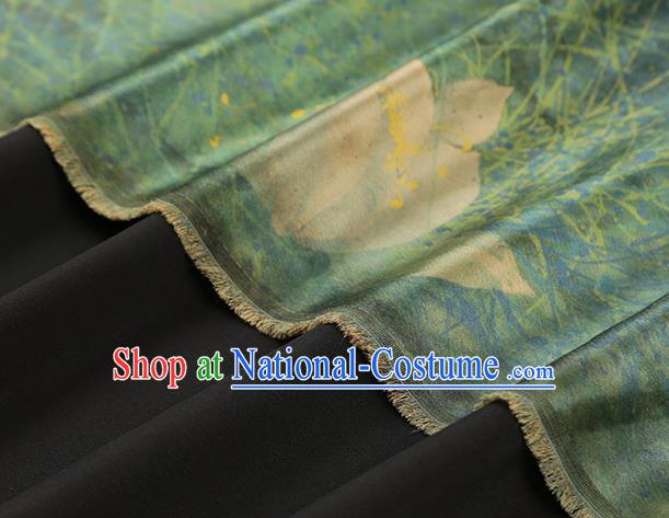 Chinese Cheongsam Light Green Gambiered Guangdong Gauze Traditional Brocade Drapery Classical Lotus Pattern Silk Fabric