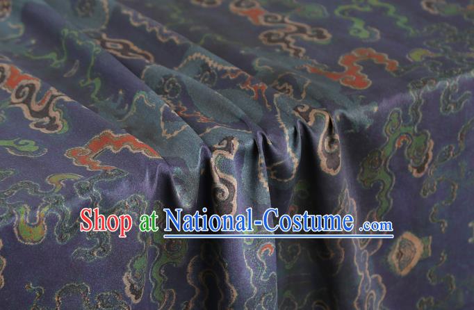 Chinese Classical Dragon Pattern Silk Fabric Traditional Jacquard Brocade Drapery Cheongsam Navy Gambiered Guangdong Gauze