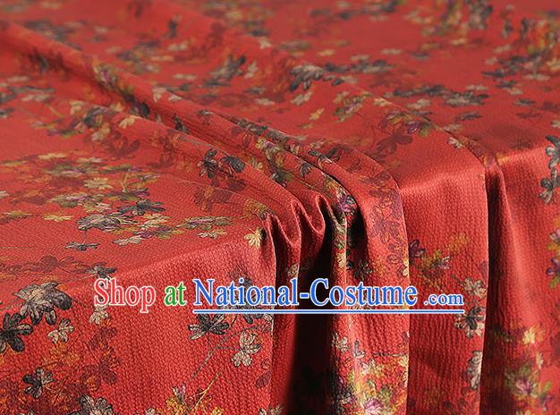 Chinese Classical Flowers Pattern Silk Fabric Traditional Brocade Drapery Cheongsam Red Gambiered Guangdong Gauze