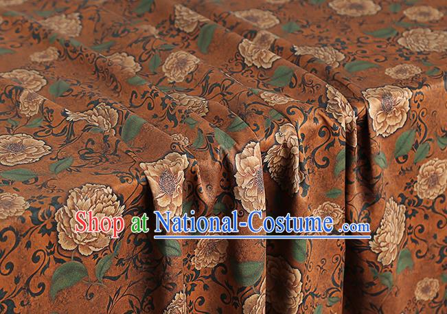 Chinese Traditional Cheongsam Brocade Fabric Orange Silk Drapery Classical Roses Pattern Gambiered Guangdong Gauze