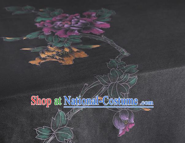 China Traditional Hand Painting Flower Silk Fabric Classical Gambiered Guangdong Gauze Cheongsam Drapery