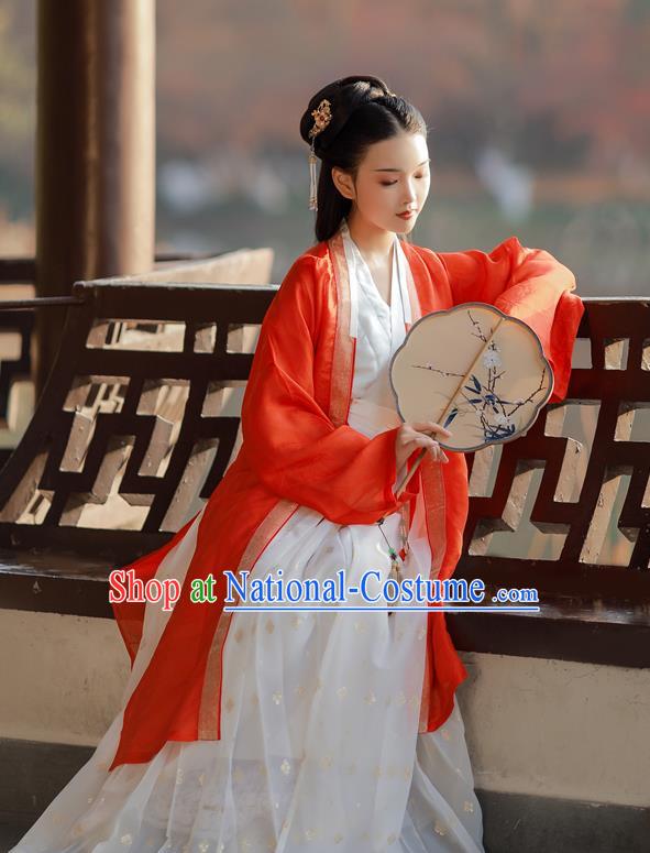 China Ancient Noble Lady Clothing Traditional Court Hanfu Dress Song Dynasty Young Beauty Historical Costumes