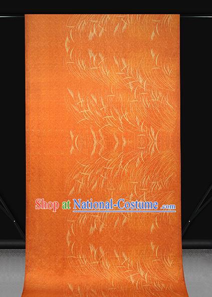 Chinese Traditional Satin Fabric Qipao Dress Brocade Classical Reed Pattern Orange Silk Drapery