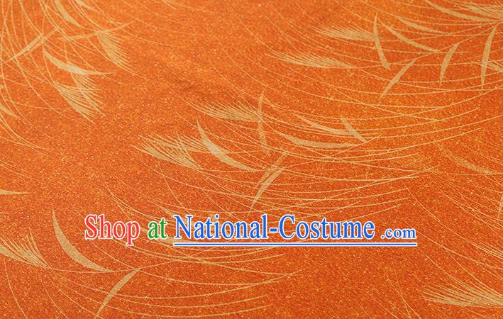 Chinese Traditional Satin Fabric Qipao Dress Brocade Classical Reed Pattern Orange Silk Drapery